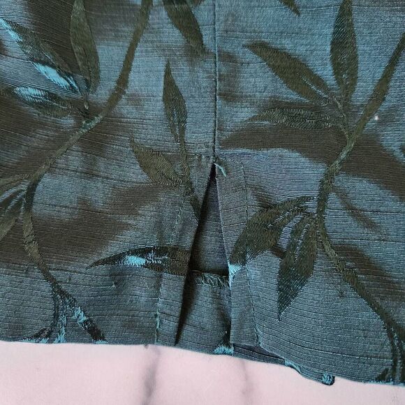 Maurice's '90s women's small emerald green back button-up leaf foliage blouse - Picture 2 of 5